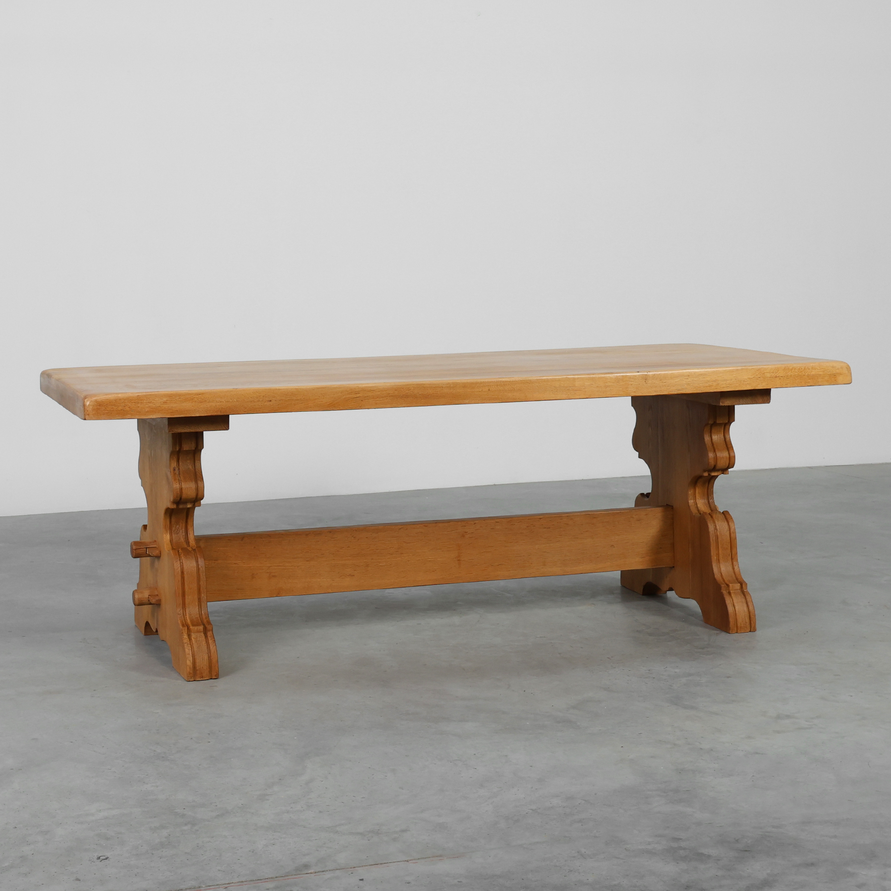 Mid‑20th‑Century Rustic Oak Dining Table, France 1960s-img